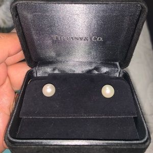 Tiffany & Co. pearl earrings.
